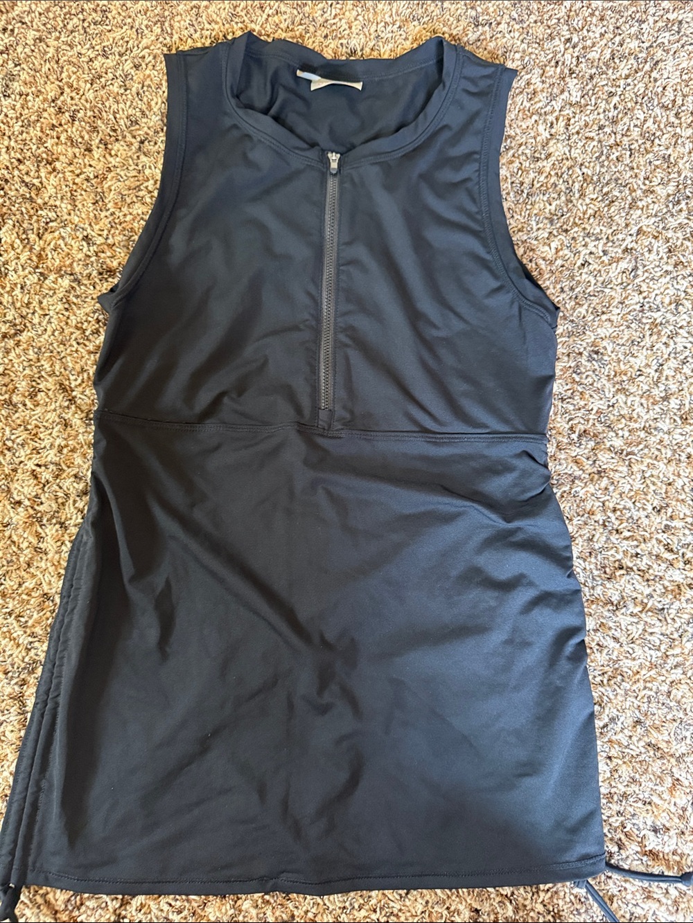 Athleta women’s  Black Zip-Front Swim Rash Guard Tank